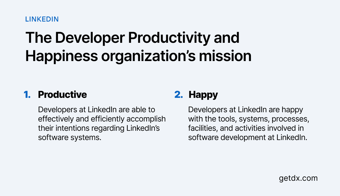 Developer Productivity and Happiness organization mission